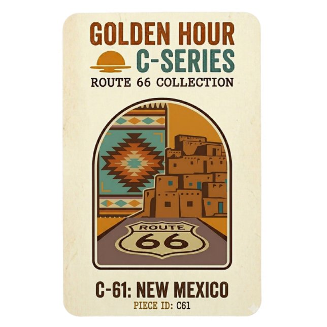 Golden Hour Route 66 C-serien | New Mexico Magnet (Vertikal)