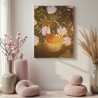 Golden Hour Strawberry Basket Canvas