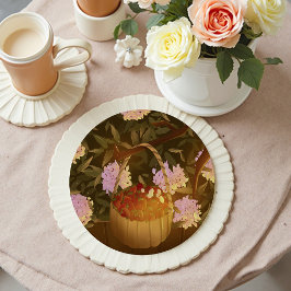 Golden Hour Strawberry Basket Underlägg Papper Rund