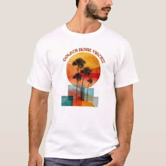 Golden Hour Sunset Handflatan Träd T-Shirt - Tropi