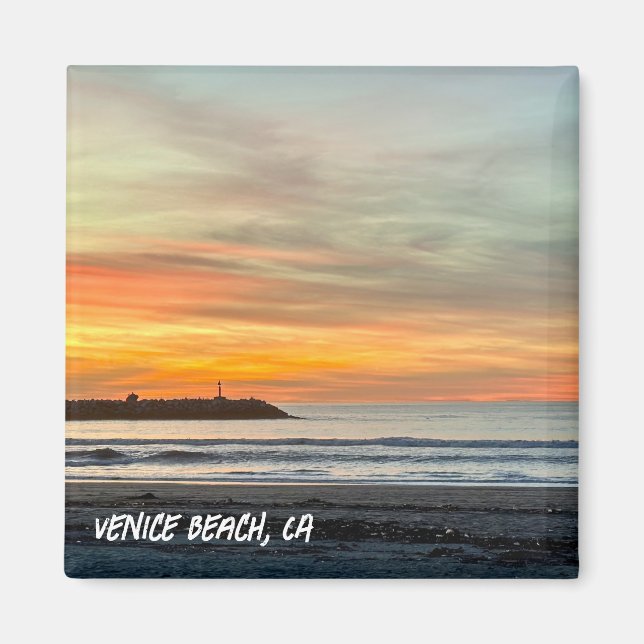 Golden Hour Sunset - Venedig Beach, CA Magnet (Framsidan)
