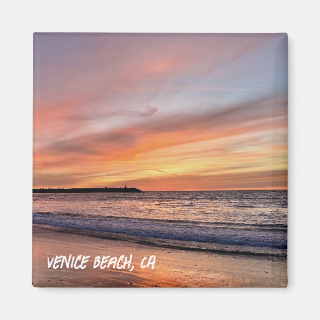 Golden Hour Sunset - Venedig Beach, CA Magnet (Framsidan)