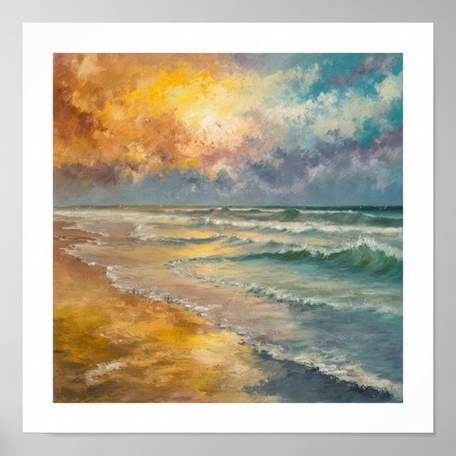 Golden Hour vid Beach Poster (Framsidan)