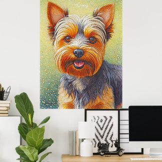 Golden Hued Yorkshire Terrier Radiant Hund Porträt Poster
