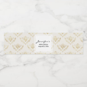 Golden Humla med födelsedag Krona Mönster Vattenflaskor Etikett