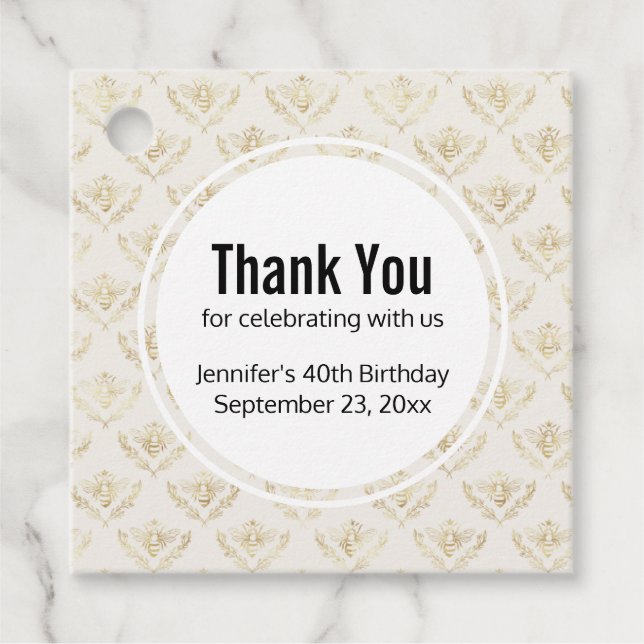 Golden Humla med Krona Mönster Gåvor Etiketter (Framsida)