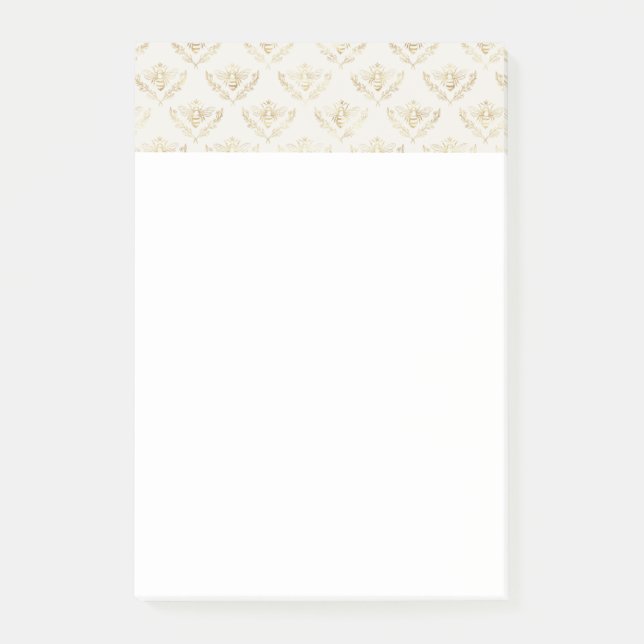 Golden Humla med Krona Mönster Post-it Block (Framsida)