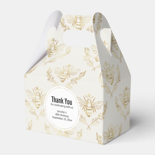 Golden Humla med Krona Mönster Presentaskar (Framsidan Sidan)