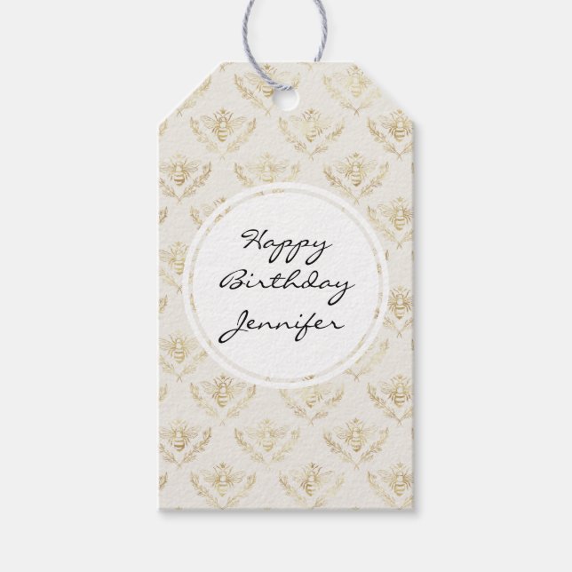 Golden Humla med Krona Mönster Presentetikett (Framsidan)