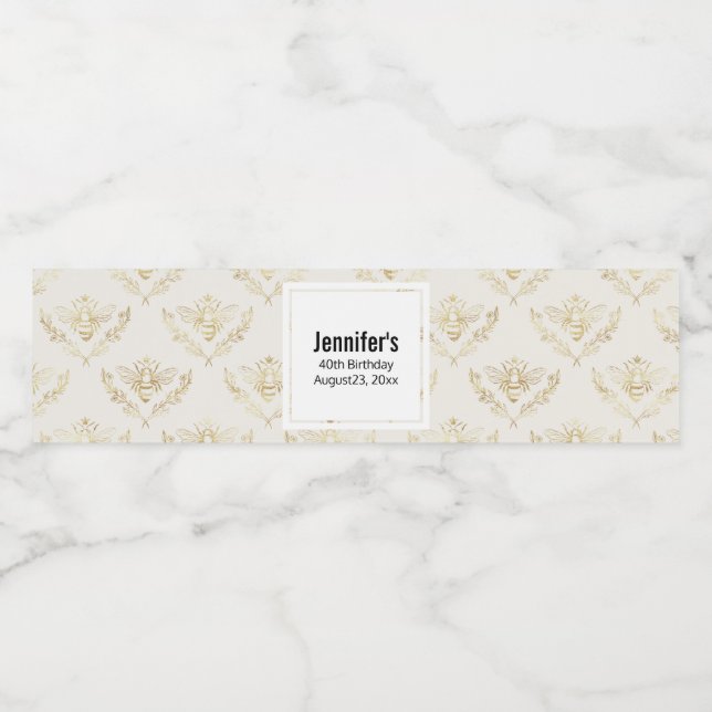 Golden Humla med Krona Mönster Vattenflaskor Etikett (Singel etikett)