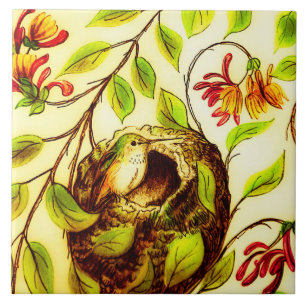 Golden Hummingbird Tile Kakelplatta