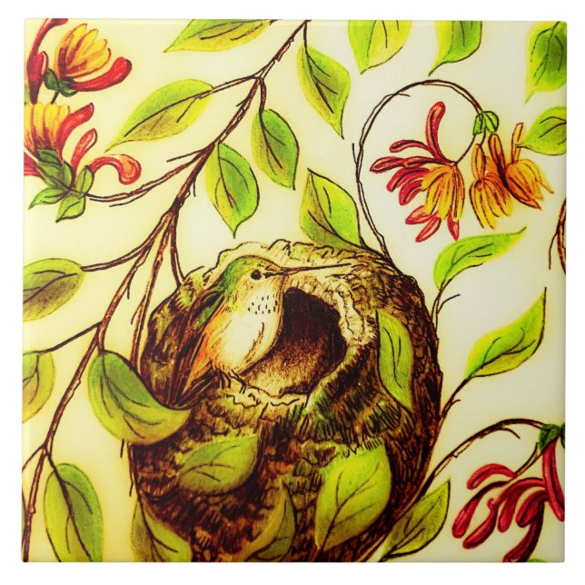 Golden Hummingbird Tile Kakelplatta (Framsidan)