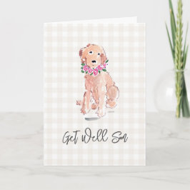 Golden Hund Flowers kommer snart snart Kärlek Namn Kort
