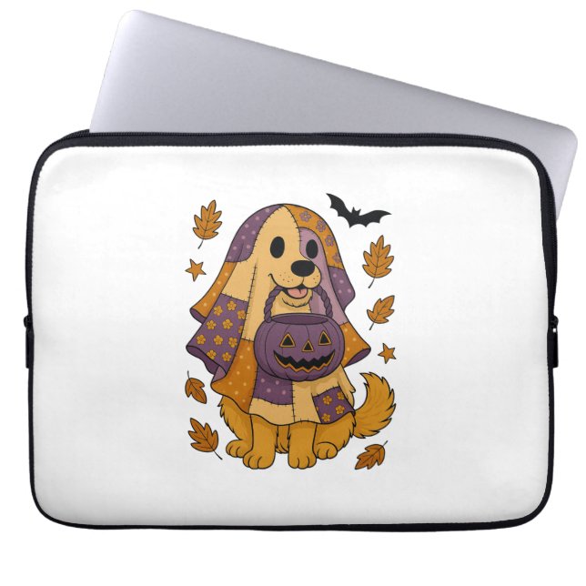 Golden Hund Ghost Halloween Laptop Fodral (Framsidan)