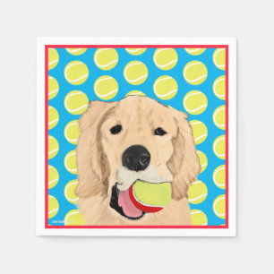 Golden Hund har Boll Napkins Pappersservett