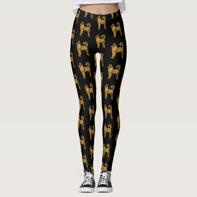 Golden Hund Husky Anpassningsbar Leggings (Framsida)