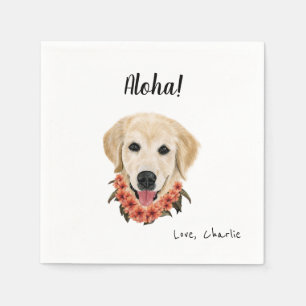 Golden Hund med Lei Cocktail Napkins Pappersservett