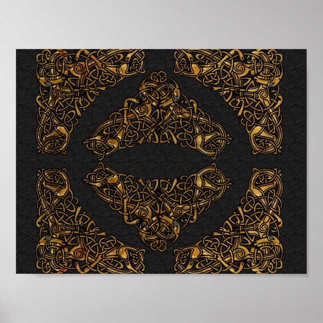 Golden Hundar Celtic Knot Poster (Framsidan)