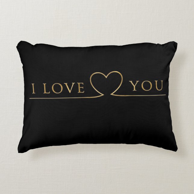 Golden I Love You Typografi Prydnadskudde (Framsidan)