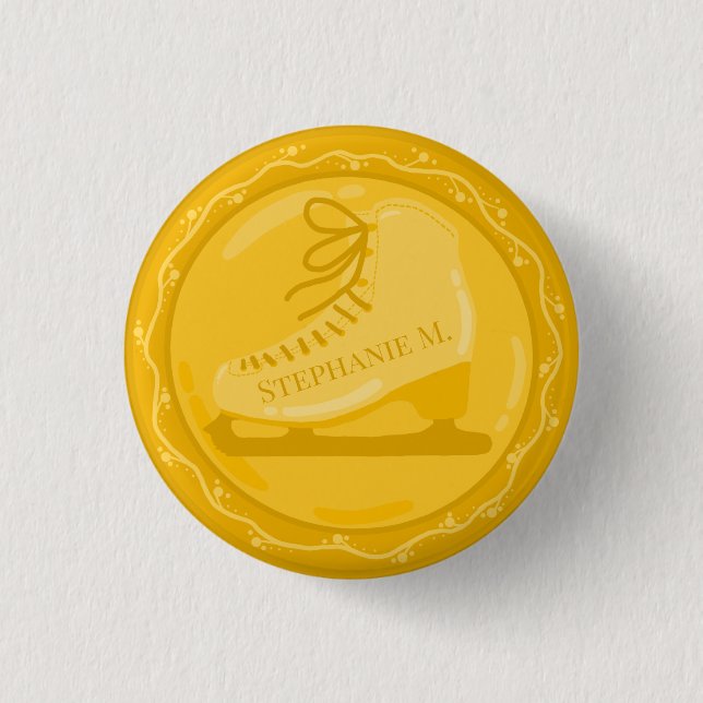 Golden Ice Skate Medallion Knapp (Framsida)