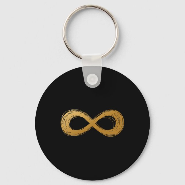 Golden Infinity Neurodiversity Symbol - Autism Awa Nyckelring (Framsida)