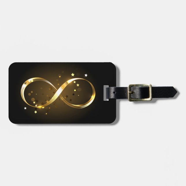 Golden Infinity Symbol Bagagebricka (Horisontell Framsida)