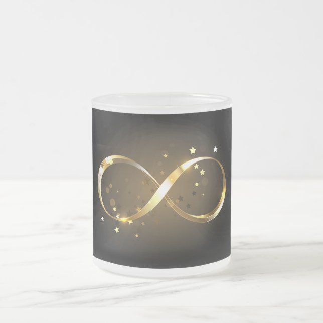 Golden Infinity Symbol Frostad Glasmugg (Center)