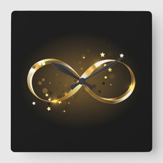Golden Infinity Symbol Fyrkantig Klocka (Framsida)