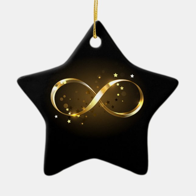 Golden Infinity Symbol Julgransprydnad Keramik (Framsidan)