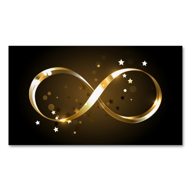 Golden Infinity Symbol Magnetiska Visitkort (Framsida)