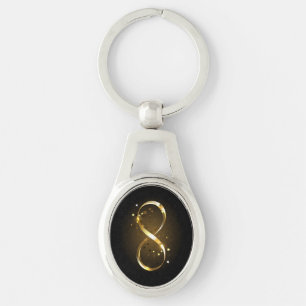Golden Infinity Symbol Ovalt Silverfärgad Nyckelring