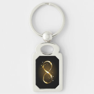 Golden Infinity Symbol Rektangulärt Silverfärgad Nyckelring