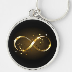Golden Infinity Symbol Rund Silverfärgad Nyckelring