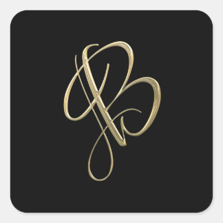 Golden initial B monogram Fyrkantigt Klistermärke