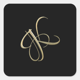 Golden initial K monogram Fyrkantigt Klistermärke