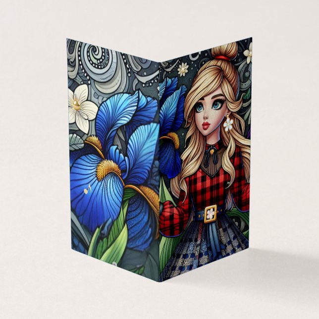 Golden Iris Amidst Blommigt Symphony Kort (Utsida)