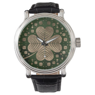 Golden Irish Shamrock Four-löv klöver Armbandsur