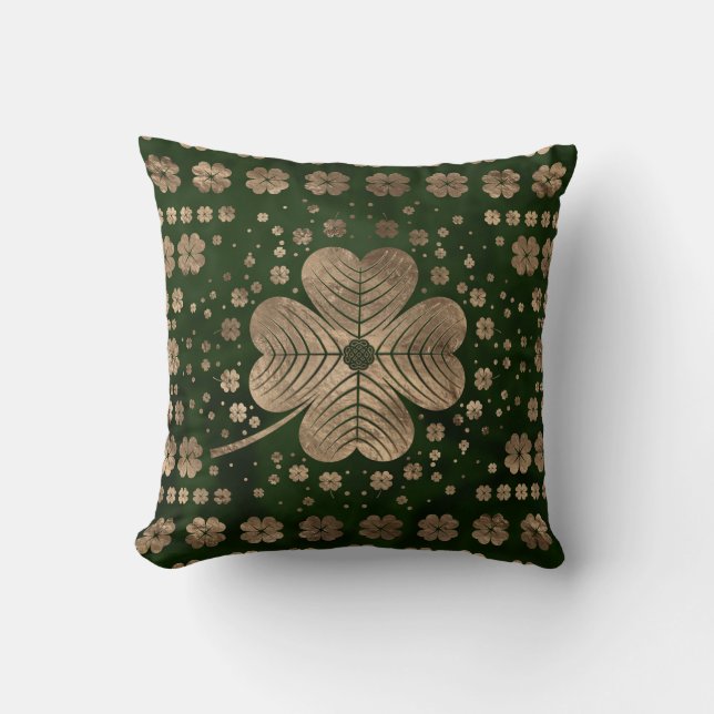 Golden Irish Shamrock Four löv klöver Kudde (Framsida)