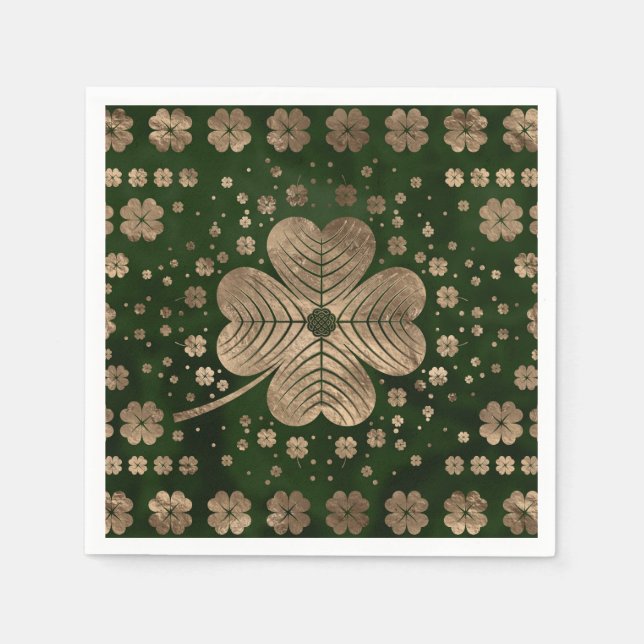 Golden Irish Shamrock Four-löv klöver Pappersservett (Framsidan)