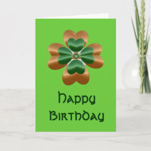 Golden Irish Shamrock Grattis på födelsedagen Card Kort