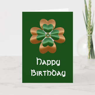 Golden Irish Shamrock Grattis på födelsedagen Card Kort
