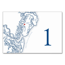 Golden Isles de Georgia Karta Bröllop Elegant Bordsnummer