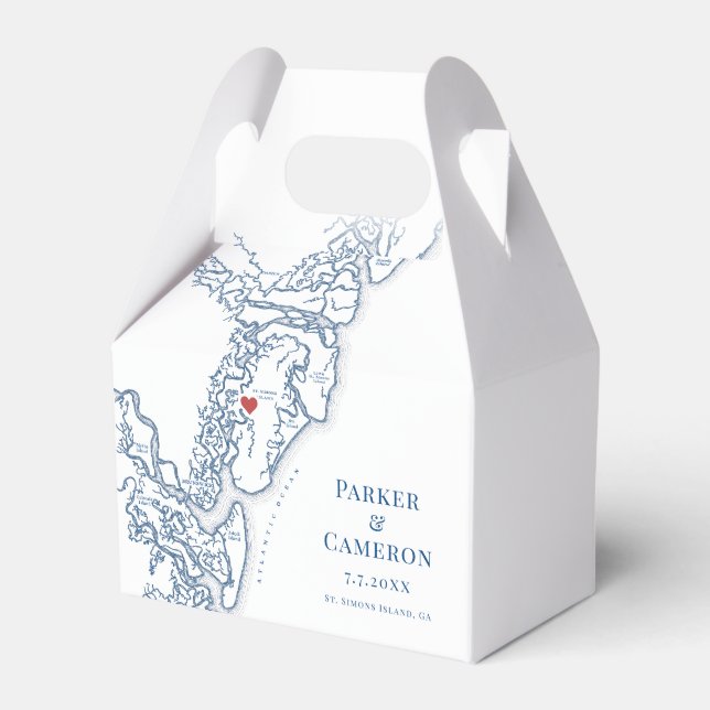 Golden Isles Georgia Karta Elegant bröllop Presentaskar (Framsidan Sidan)
