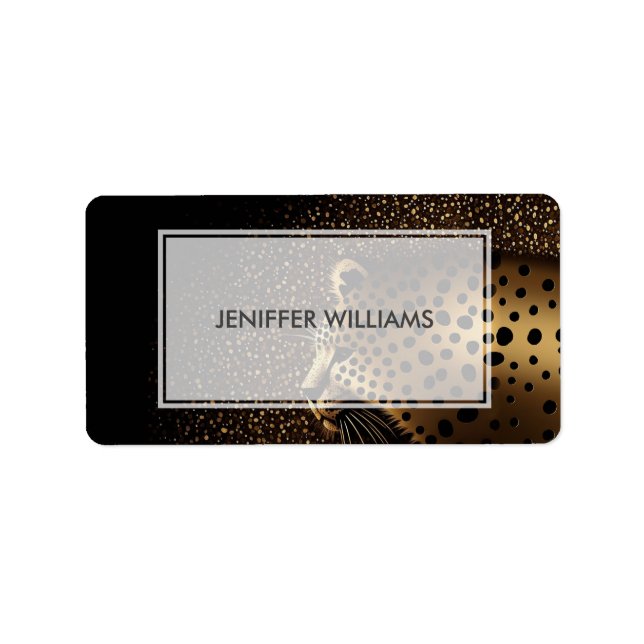 Golden Jaguar Mönster Adressetikett (Framsidan)