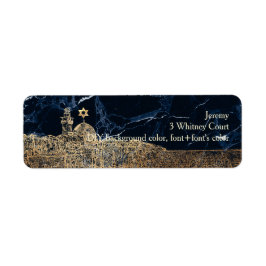 Golden Jerusalem Midnight Blue Marble Label Returadress Etikett