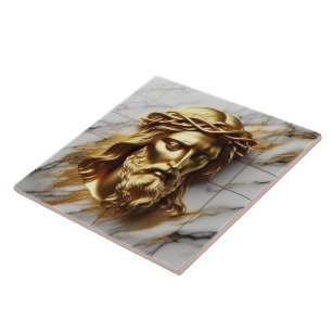 Golden Jesus en gudomlig närvaro i Marble Kakelplatta