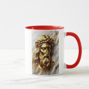 Golden Jesus en gudomlig närvaro i Marble Mugg