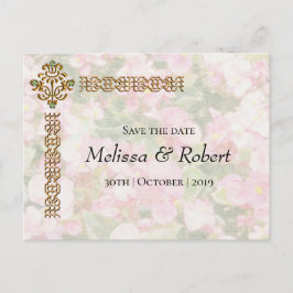 Golden Jeweled Blommigt Bröllop Meddelande Vykort