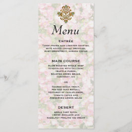 Golden Jeweled Blommigt Bröllop Menu Meny