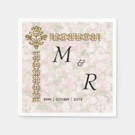 Golden Jeweled Blommigt Bröllop Pappersservett